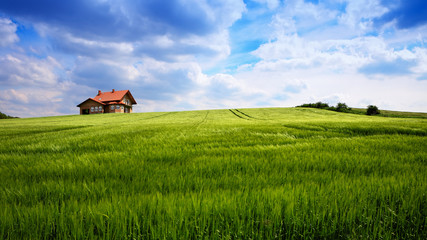 New house on blue sky