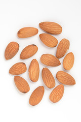 Almonds on White Background