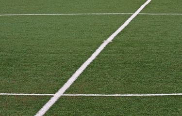 Center circle of a soccer field before the football match