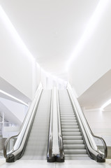 Empty escalator in futuristic building