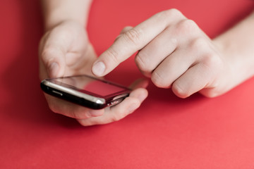 man uses a mobile phone