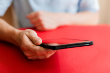 Man uses a digital tablet