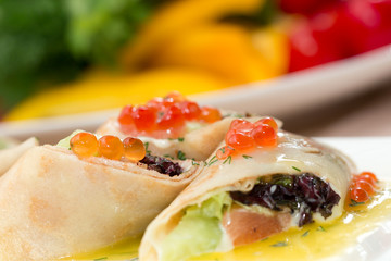 pancakes with caviar