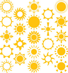 Set of vectorized Suns - obrazy, fototapety, plakaty