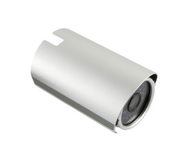 Top head of security camera on white background.