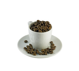 Cup full of coffee beans