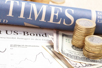 Financial newspaper with paper