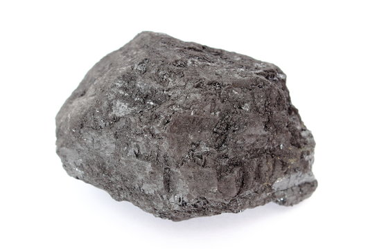 Coal lump on white background