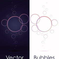 Set of transparent bubbles on black or white