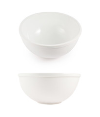 White ceramic bowls isolated