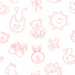Baby toys cute cartoon set seamless pattern