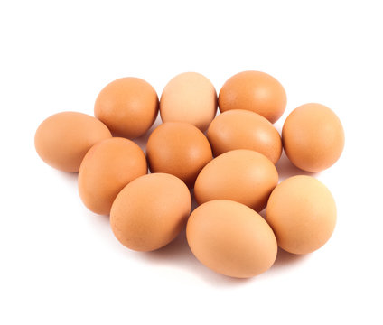 Bunch of brown eggs isolated