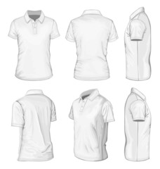 Men's white short sleeve polo-shirt