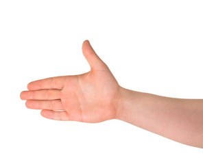 Opened hand palm gesture isolated
