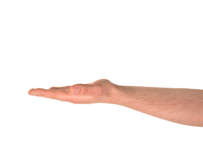 Opened palm hand gesture isolated