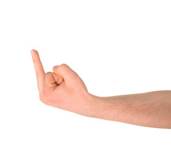Offensive hand gesture isolated