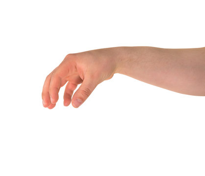 Holding with fingers hand gesture isolated