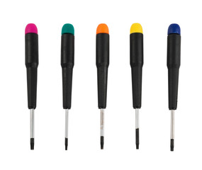 Specialized polydrive screwdriver set isolated