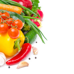 seasonal fresh vegetables isolated on white background