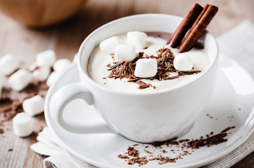 kakao mit marshmallows und gewürzen