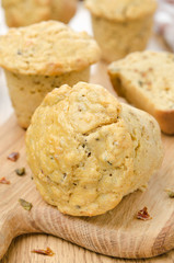 snack muffins with dried peppers and onions vertical