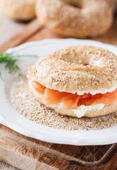 bagel with cream cheese and smoked salmon