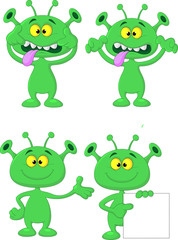 Cute geen alien cartoon collection set
