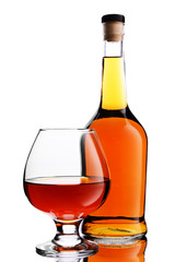 Bottle and glass of cognac