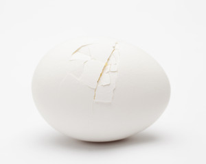 Cracked white egg