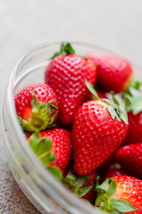 Appetizing strawberry in the bowl.