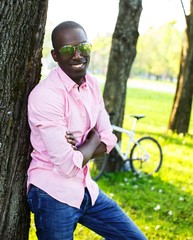 Young happy smiling african american 