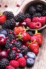 tasty summer fruits on a wooden table © boule1301