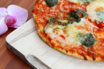 pizza on desk