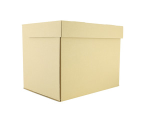 Center side cardboard paper box on white background.
