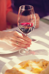Wine glass in the cafe