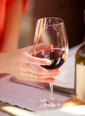 Wine glass in the cafe