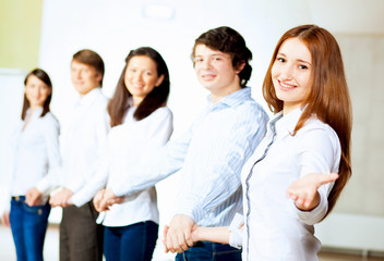 Fototapeta premium Five students smiling