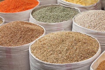 Grains for sale at the market