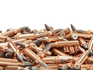 Heap of Rifle Bullets isolated on white background