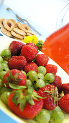 Fresh juicy strawberry and gooseberry