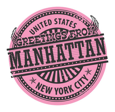Stamp with text Greetings from Manhattan, New York City, vector