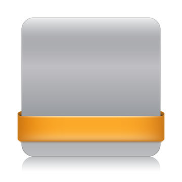 BLANK web button (square orange icon symbol template)