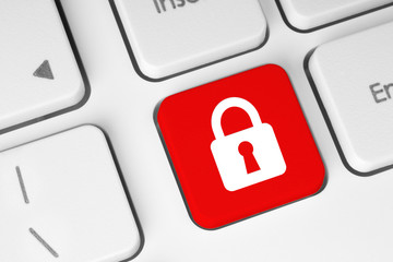 Red security button on the keyboard .