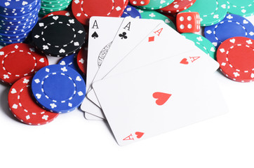 Four ases and casino chips