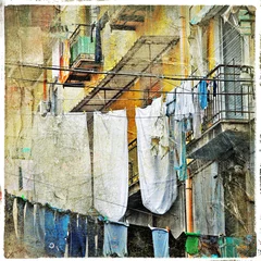 Poster Napoli - traditional old italian streets, artistic picture © Freesurf