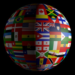 Flag Globe with different country flags