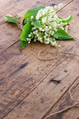 Flowers on brown wooden backgrond