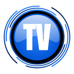 tv circle blue glossy icon