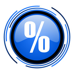 percent circle blue glossy icon