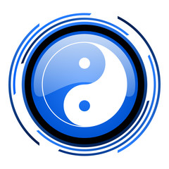 ying yang circle blue glossy icon